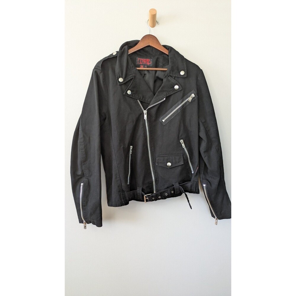 Vintage Y2K Tripp NYC Moto Jacket Unisex M Goth Biker Punk Zip Canvas Black